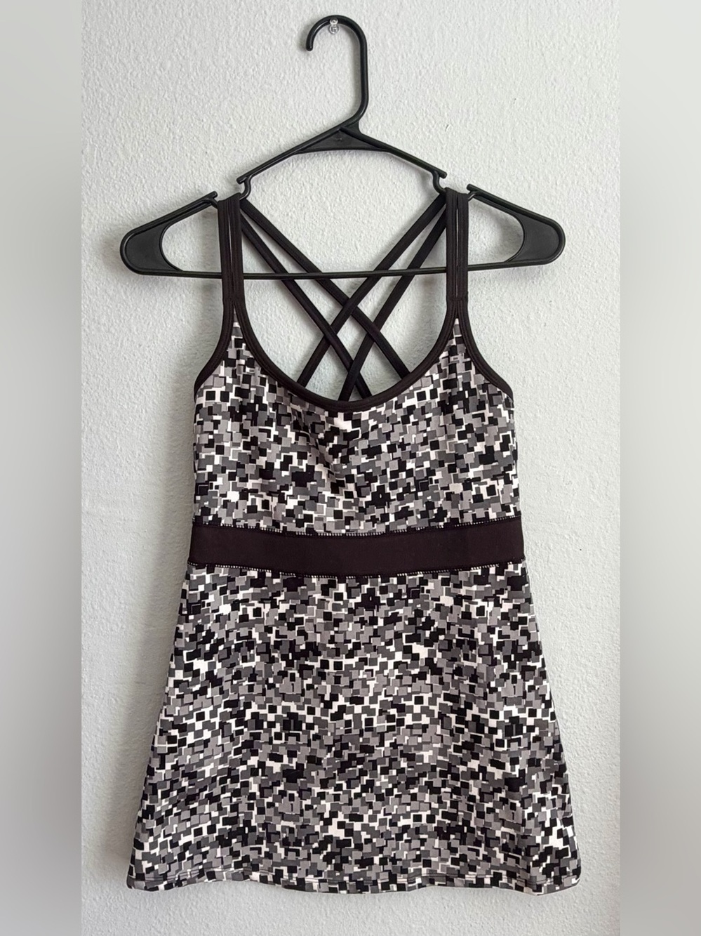 Soybu Tankini with Built in Bra- Black & White Strap Athleisure Tank- Size XS